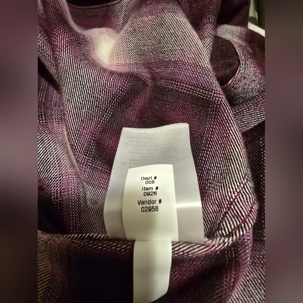 Eddie Bauer Firelight Flannel Blackberry Plaid Petite Small - Picture 4 of 9